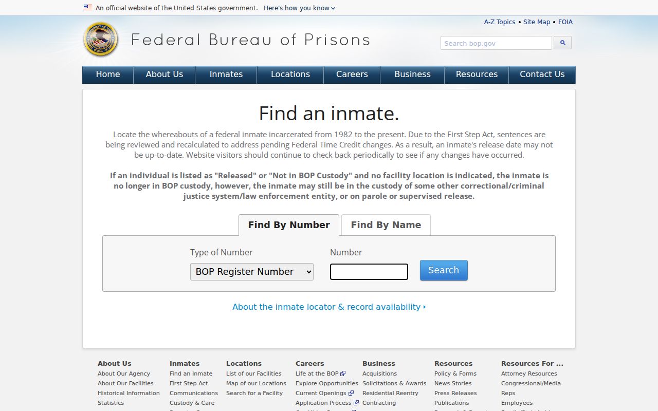 Federal custody locator separate from Shenandoah County arrest records