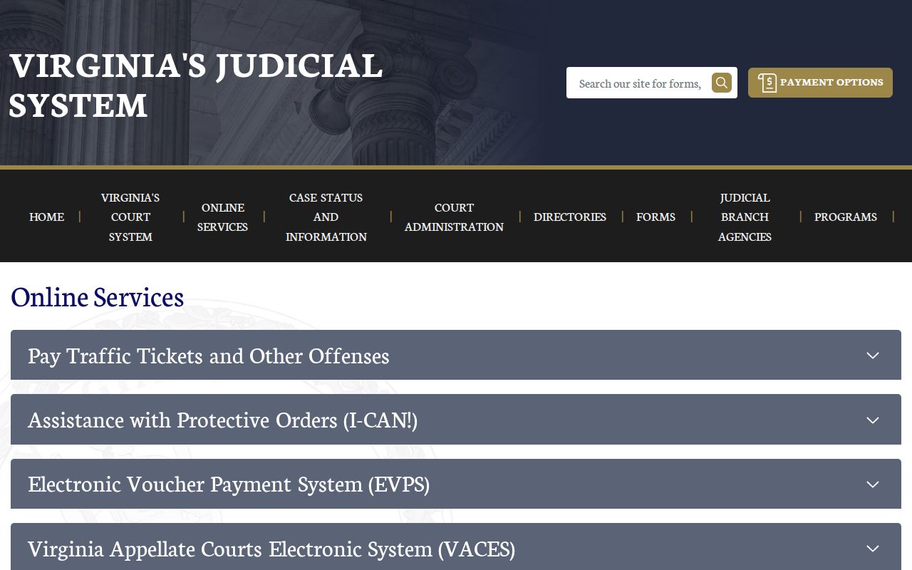 Virginia search entry for Shenandoah County criminal court cases