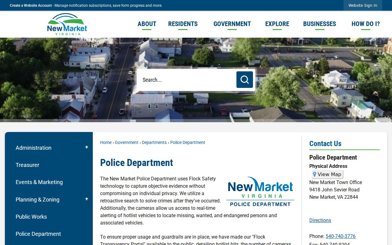 New Market criminal records source at the New Market Police Department
