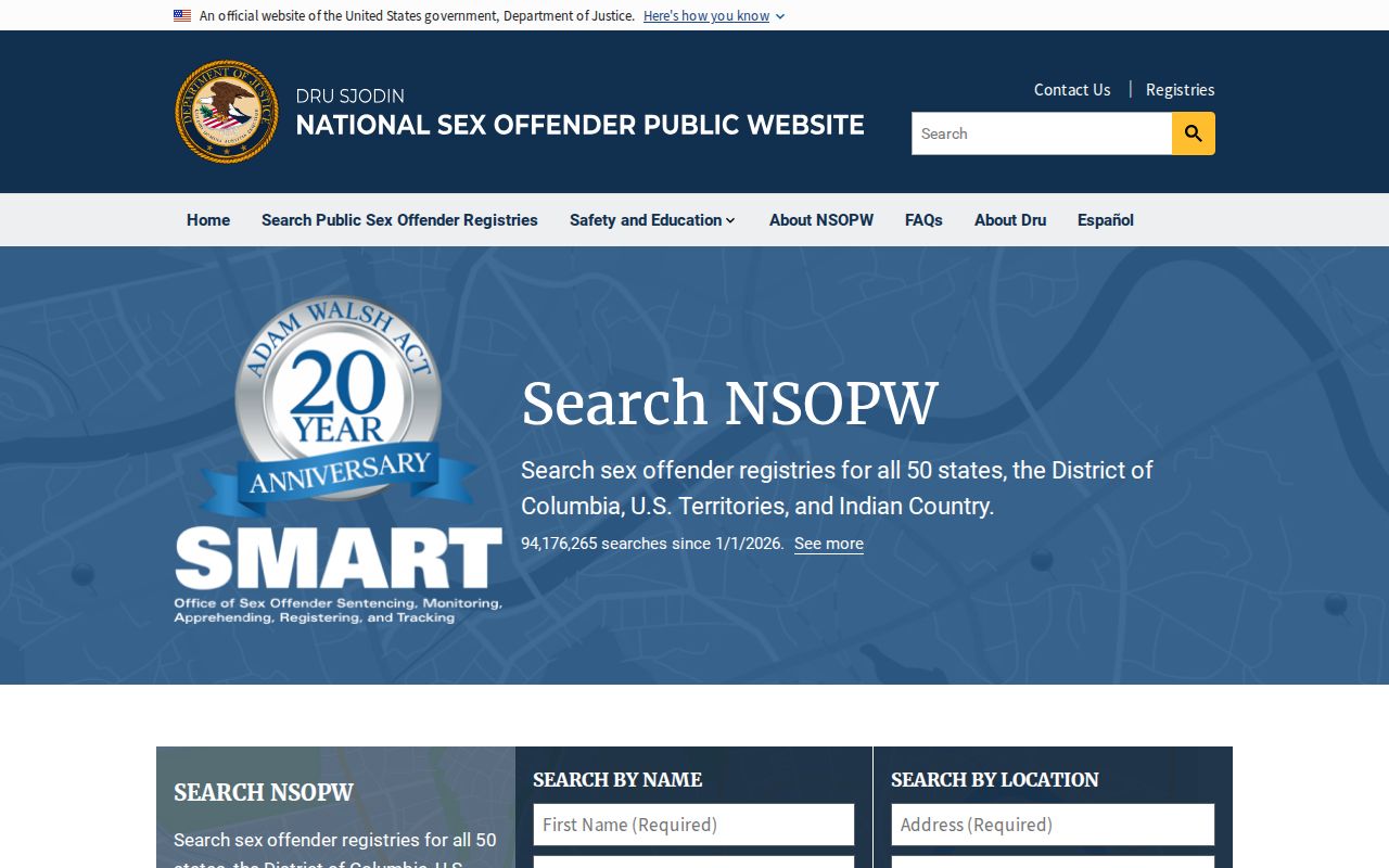 Shenandoah County sex offender search through the NSOPW national registry interface